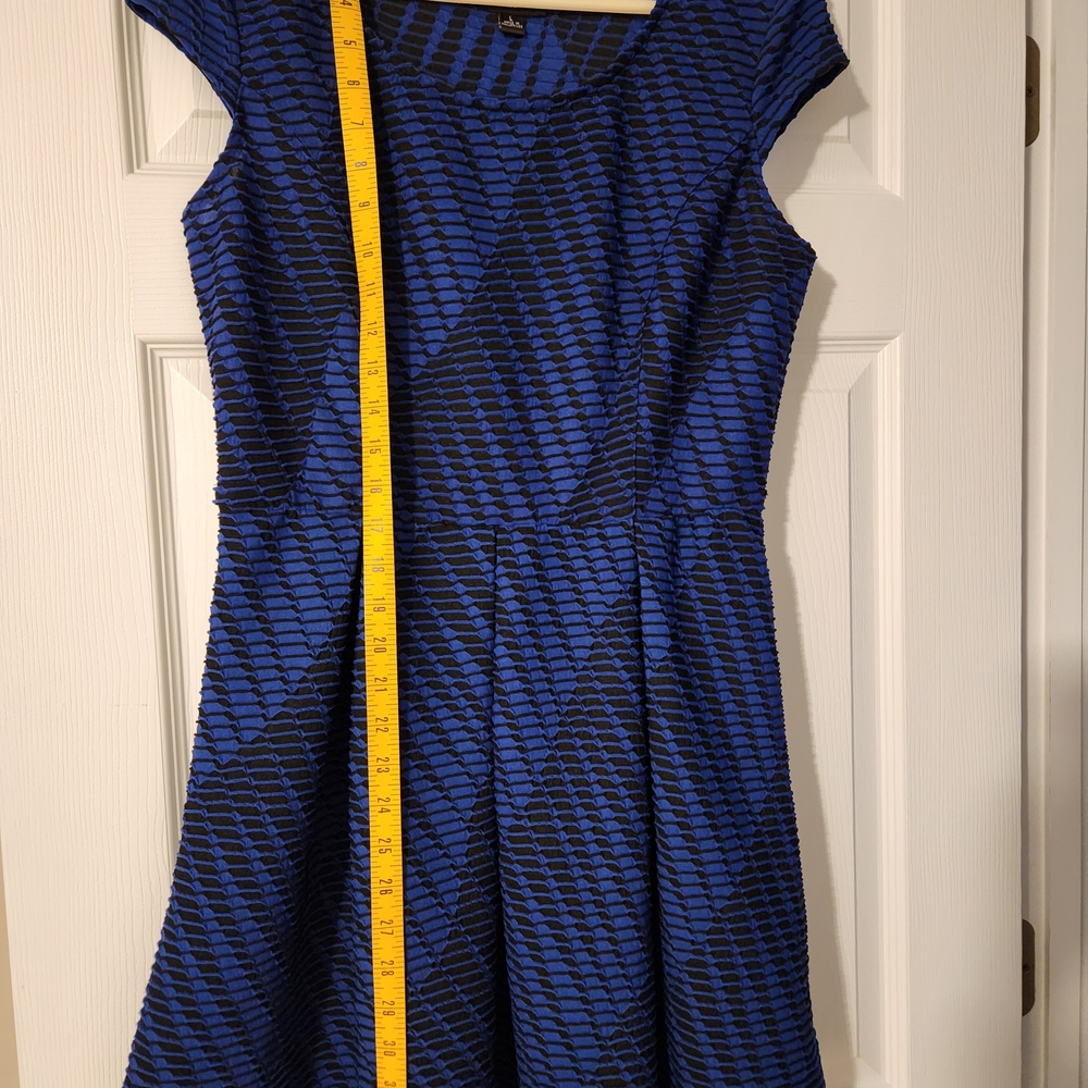 Iz Byer Blue and Black Textured/Patterned Mini Dress Juniors Size Large